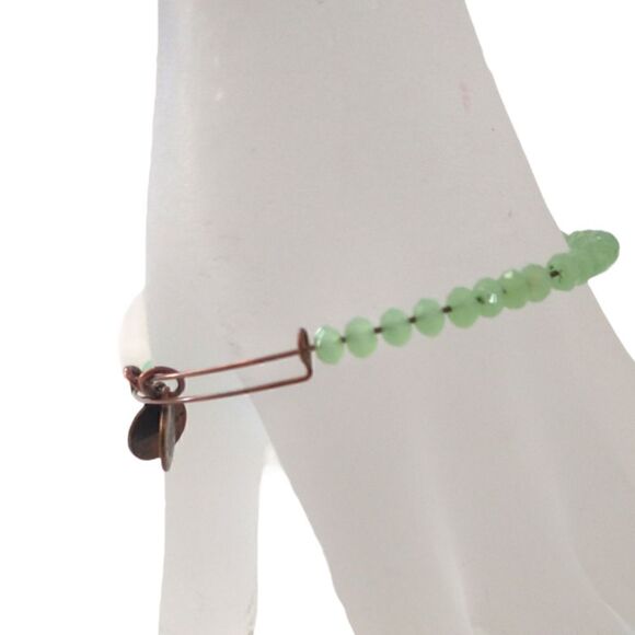 Alex And Ani Luminary Mantis Bangle Beaded Bracelet Copper Patina Energy Peridot - Picture 7 of 10